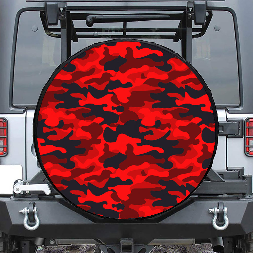 Red And Black Camouflage Print Tire Cover