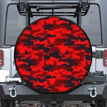 Red And Black Camouflage Print Tire Cover