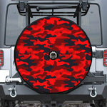 Red And Black Camouflage Print Tire Cover With Camera Hole
