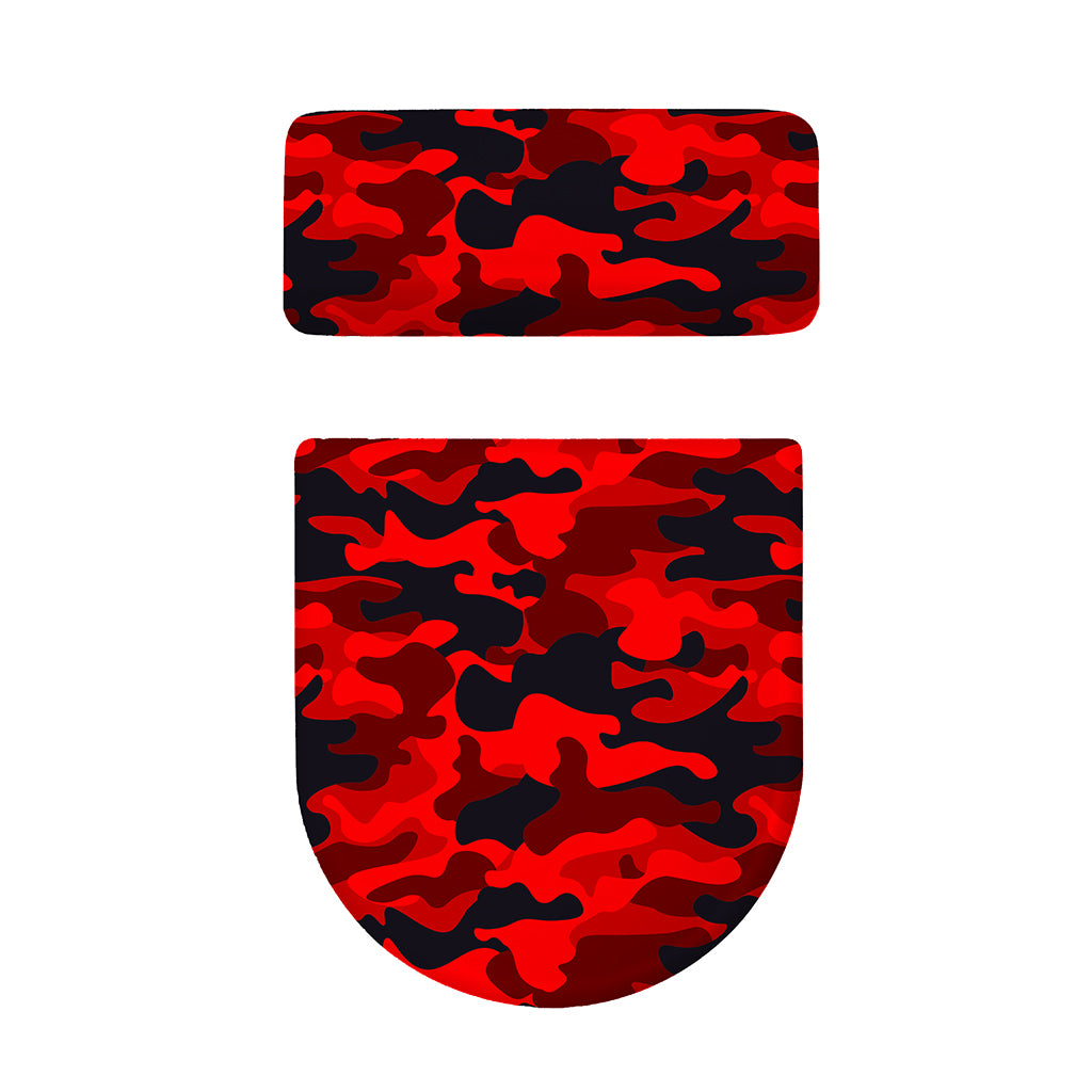 Red And Black Camouflage Print Toilet Lid And Tank Cover Set