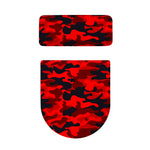 Red And Black Camouflage Print Toilet Lid And Tank Cover Set