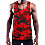 Red And Black Camouflage Print Training Tank Top