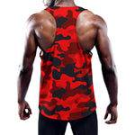 Red And Black Camouflage Print Training Tank Top