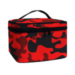 Red And Black Camouflage Print Travel Makeup Bag