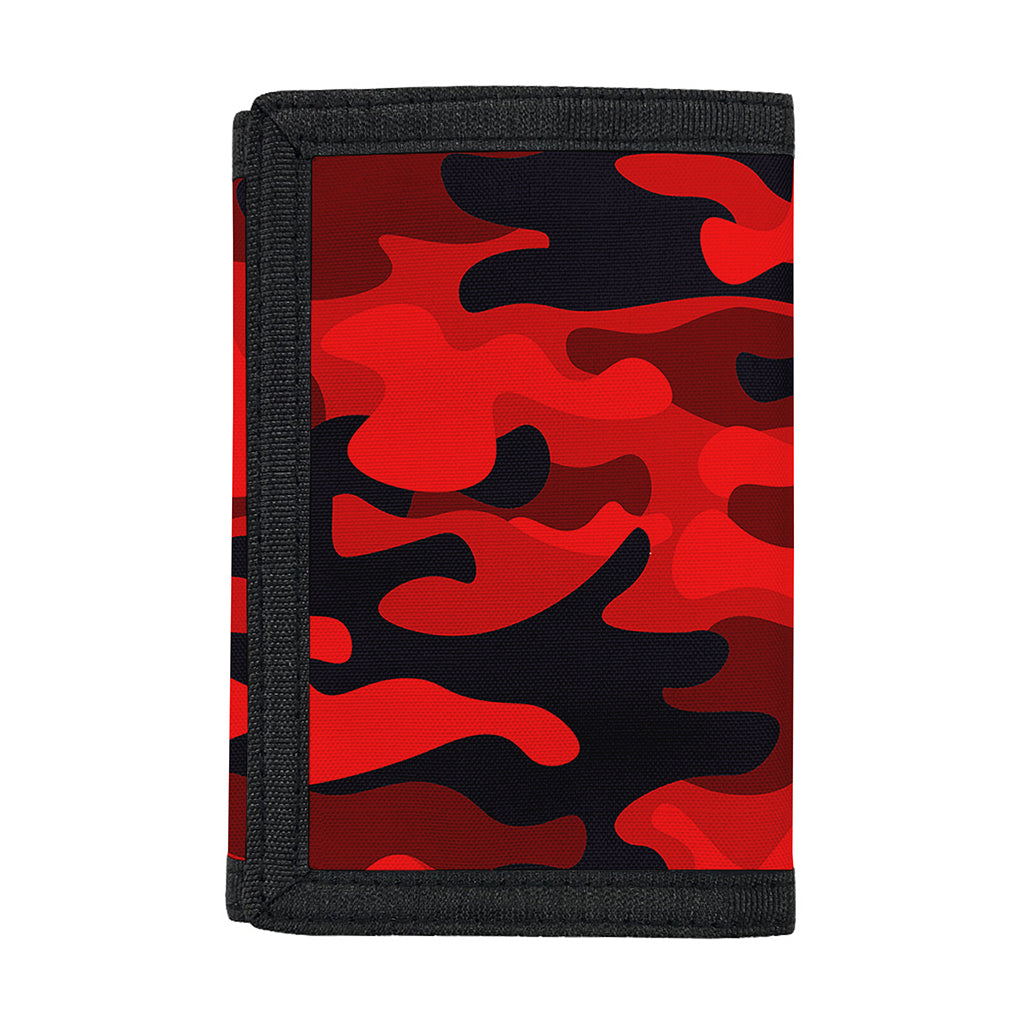 Red And Black Camouflage Print Trifold Wallet