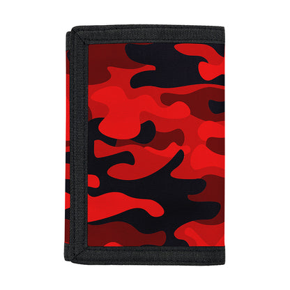 Red And Black Camouflage Print Trifold Wallet