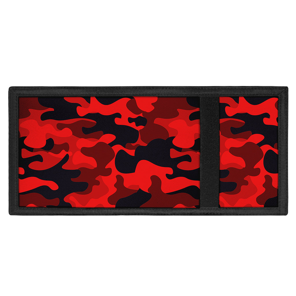 Red And Black Camouflage Print Trifold Wallet