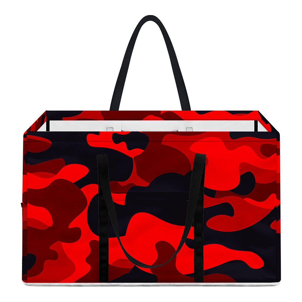 Red And Black Camouflage Print Utility Tote Bag