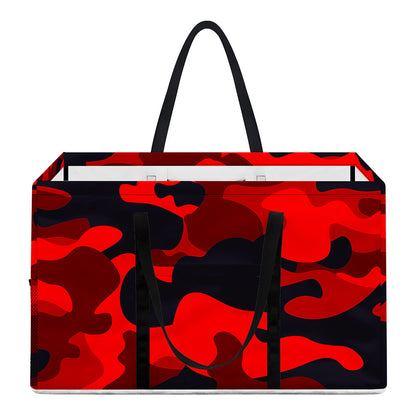 Red And Black Camouflage Print Utility Tote Bag