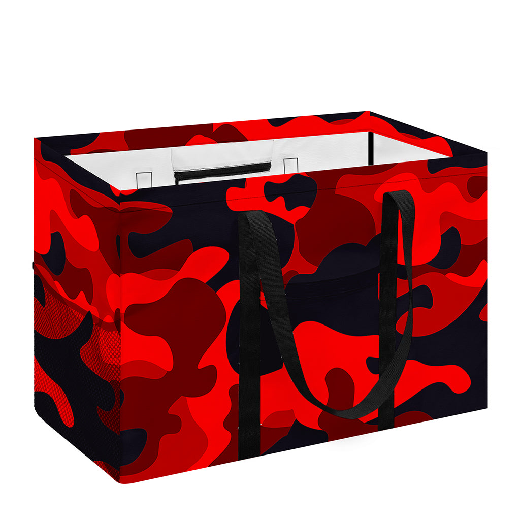 Red And Black Camouflage Print Utility Tote Bag