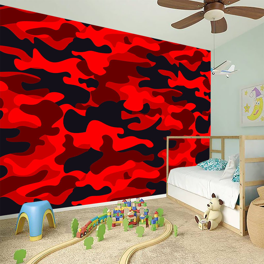 Red And Black Camouflage Print Wall Sticker