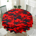 Red And Black Camouflage Print Waterproof Round Tablecloth