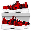 Red And Black Camouflage Print White Chunky Shoes