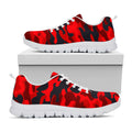 Red And Black Camouflage Print White Running Shoes