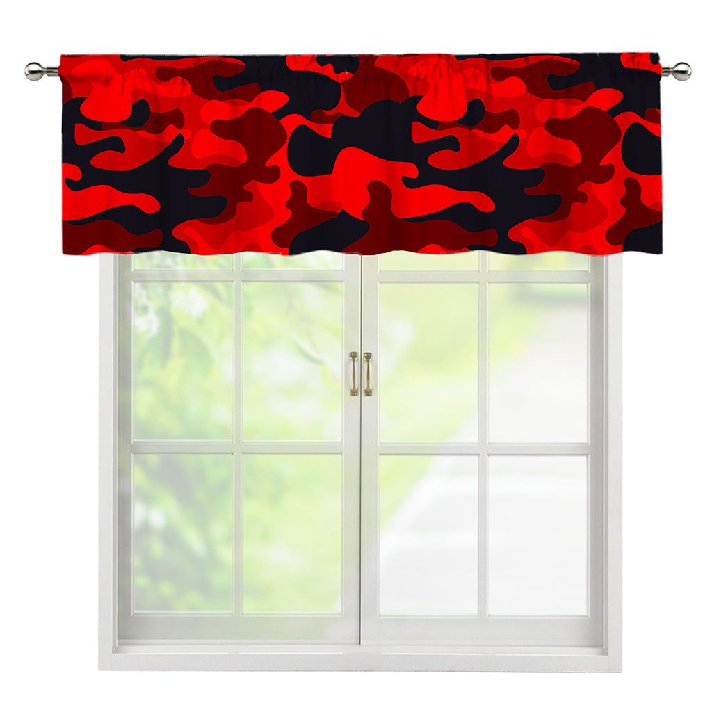 Red And Black Camouflage Print Window Valance