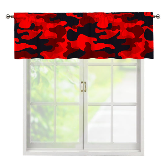 Red And Black Camouflage Print Window Valance