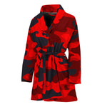 Red And Black Camouflage Print Women's Bathrobe
