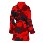 Red And Black Camouflage Print Women's Bathrobe