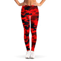 Red And Black Camouflage Print Women's Leggings