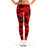 Red And Black Camouflage Print Women's Leggings