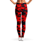 Red And Black Camouflage Print Women's Leggings