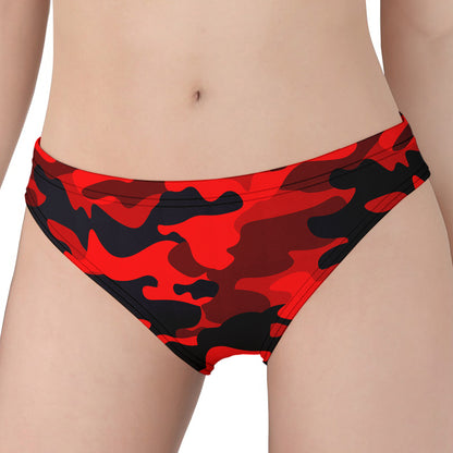 Red And Black Camouflage Print Women's Panties