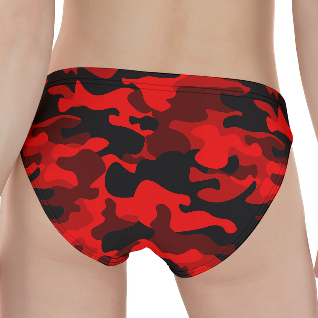 Red And Black Camouflage Print Women's Panties
