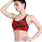 Red And Black Camouflage Print Women's Sports Bra