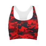 Red And Black Camouflage Print Women's Sports Bra
