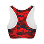 Red And Black Camouflage Print Women's Sports Bra