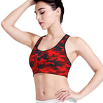 Red And Black Camouflage Print Women's Sports Bra