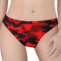 Red And Black Camouflage Print Women's Thong