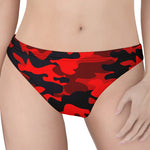 Red And Black Camouflage Print Women's Thong