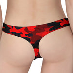 Red And Black Camouflage Print Women's Thong