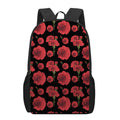 Red And Black Carnation Pattern Print 17 Inch Backpack