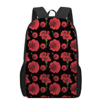 Red And Black Carnation Pattern Print 17 Inch Backpack