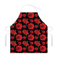 Red And Black Carnation Pattern Print Adjustable Apron