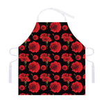 Red And Black Carnation Pattern Print Adjustable Apron