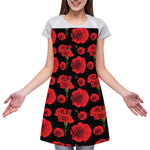 Red And Black Carnation Pattern Print Adjustable Apron