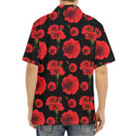 Red And Black Carnation Pattern Print Aloha Shirt