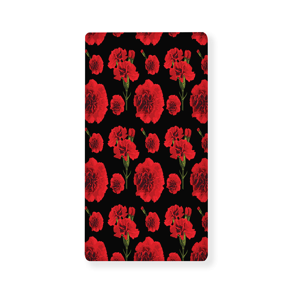 Red And Black Carnation Pattern Print Baby Crib Sheet