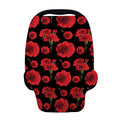 Red And Black Carnation Pattern Print Baby Seat Cover