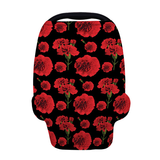 Red And Black Carnation Pattern Print Baby Seat Cover