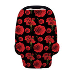 Red And Black Carnation Pattern Print Baby Seat Cover