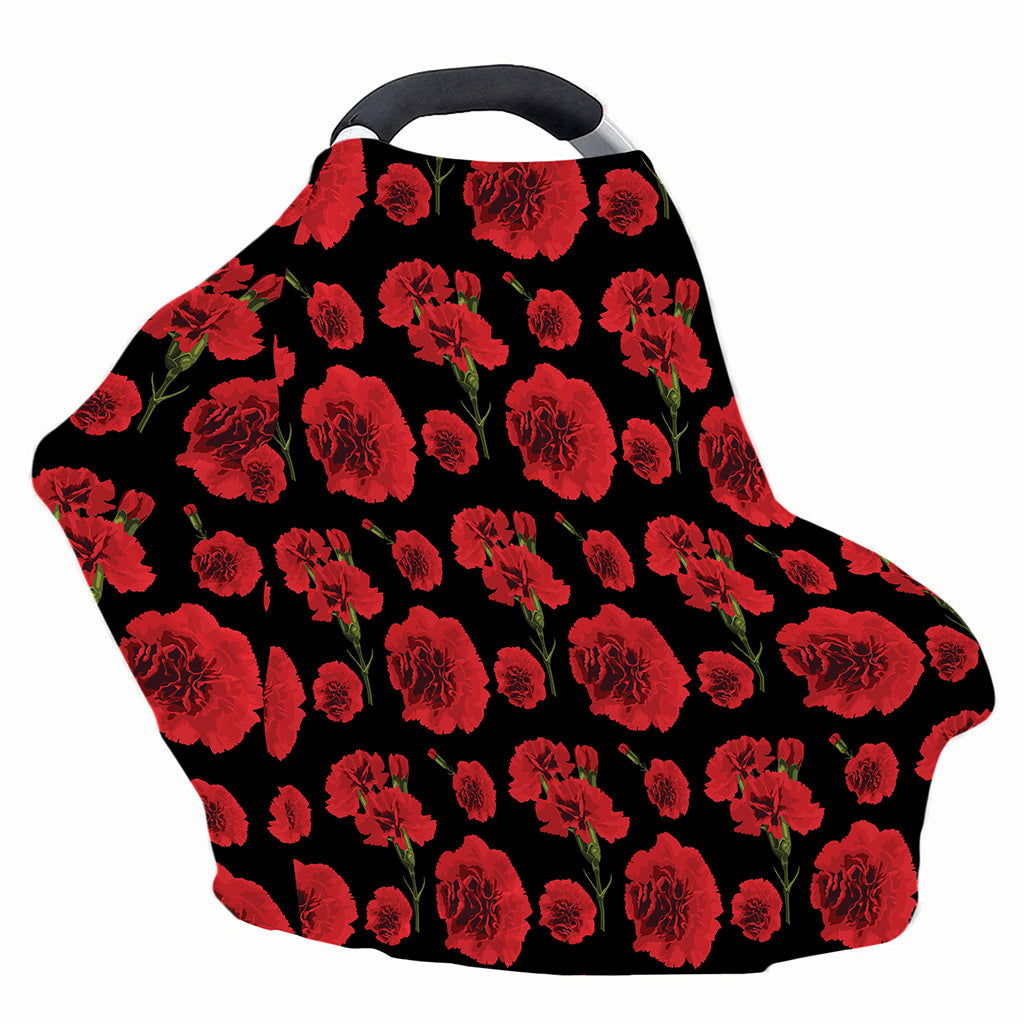 Red And Black Carnation Pattern Print Baby Seat Cover