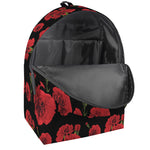 Red And Black Carnation Pattern Print Backpack