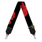 Red And Black Carnation Pattern Print Bag Strap