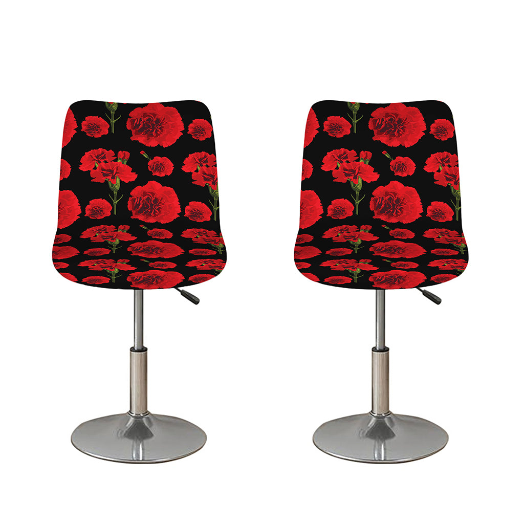 Red And Black Carnation Pattern Print Bar Stool Covers