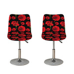 Red And Black Carnation Pattern Print Bar Stool Covers