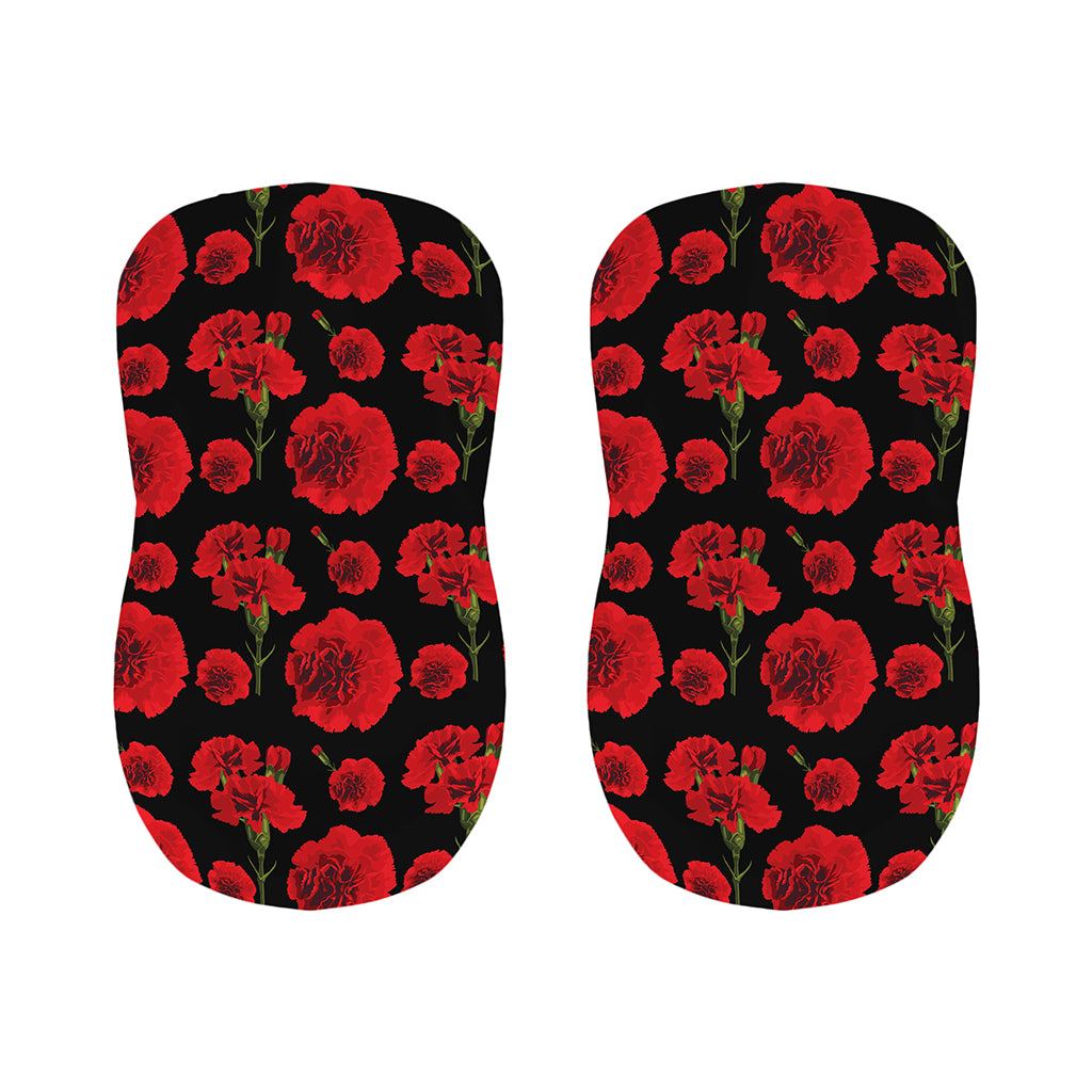 Red And Black Carnation Pattern Print Bar Stool Covers